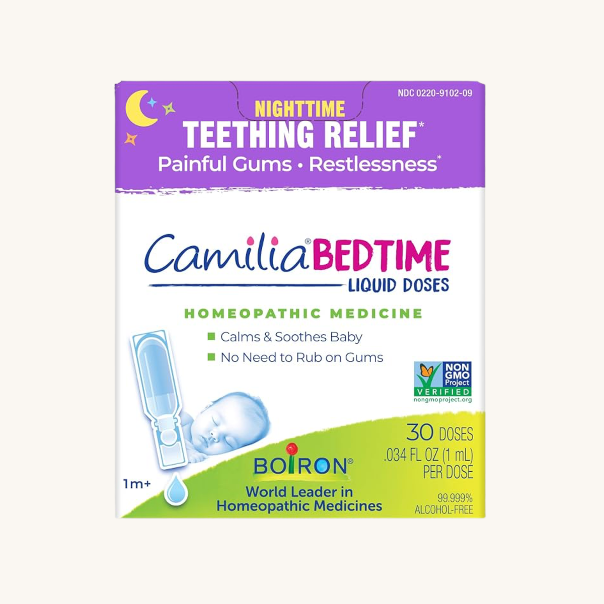 Boiron Camilia Bedtime Liquid Doses for Nighttime Teething Relief, Painful Gums, Restlessness, and Irritability - 30 Count