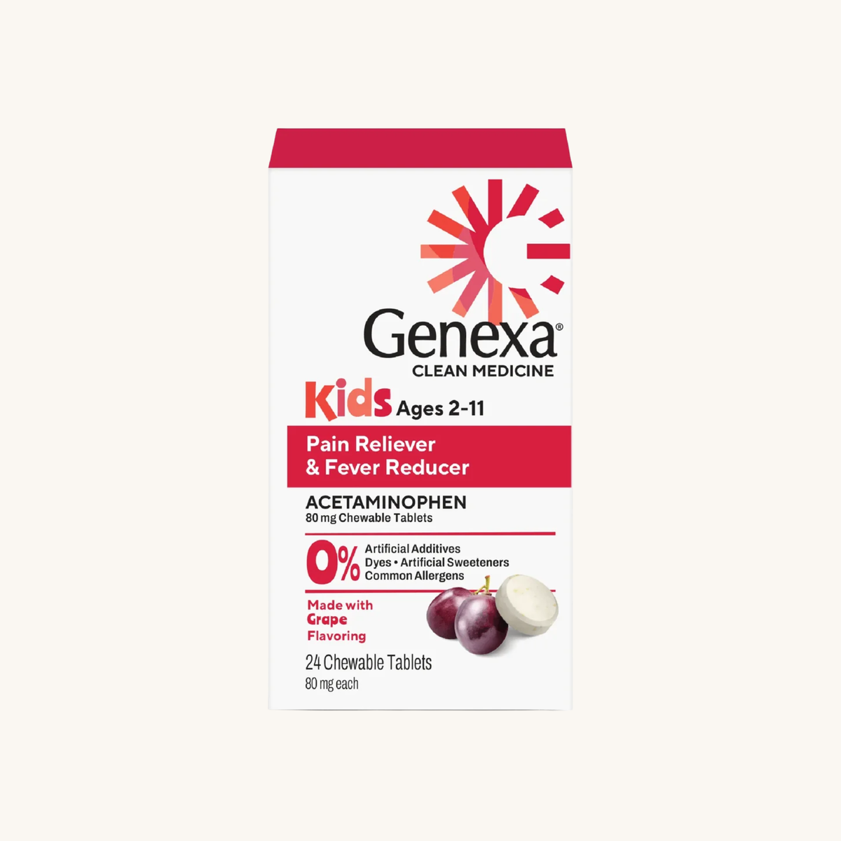 Genexa Kids Pain and Fever Acetaminophem Chewable Tablets