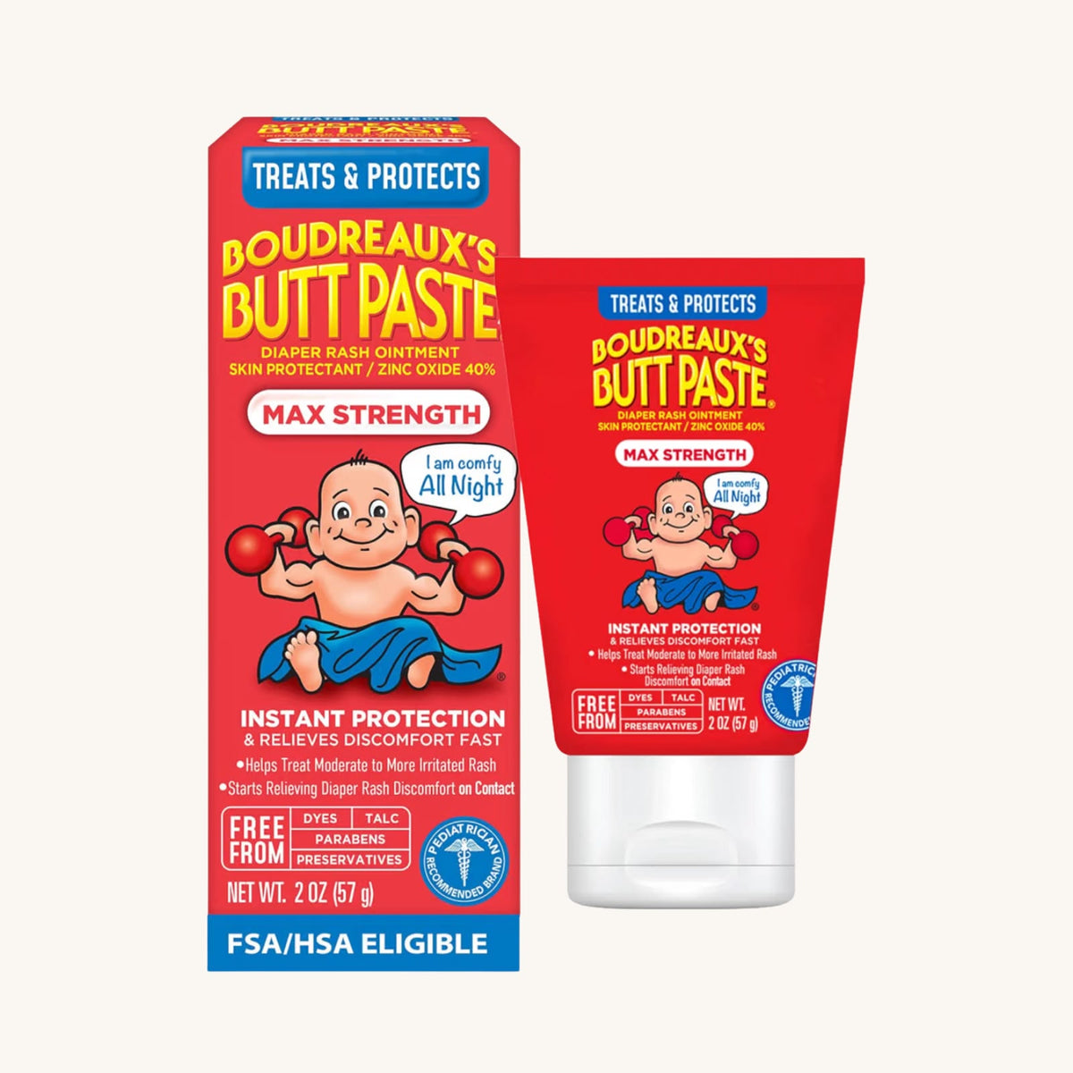 Boudreaux’s Butt Paste Maximum Strength Diaper Rash Cream 2 oz